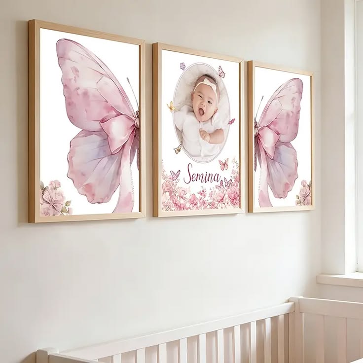 3-Piece Pink Butterfly Wall Art Set